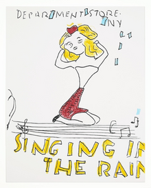  rose wylie art Singing in the Rain print