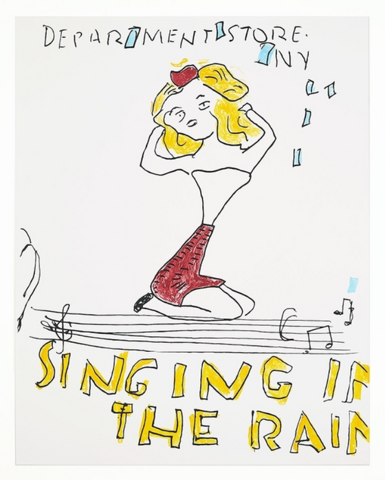 rose wylie art Singing in the Rain print